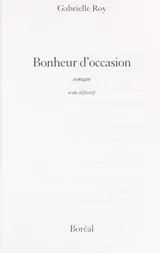 Cover of Bonheur d'occasion