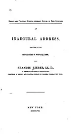 Cover of History and Political Science, Necessary Studies in Free Countries: An Inaugural Address ..