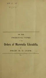 Cover of On the primitive types of the orders of Mammalia Educabilia