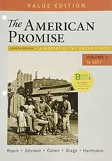 Cover of Loose-leaf Version for The American Promise, Value Edition, Volume 1