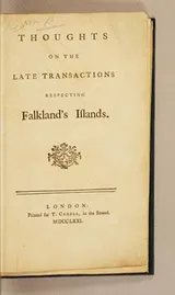Cover of Thoughts on the late transactions respecting Falkland's Islands