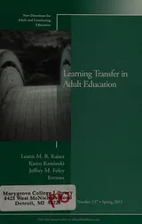 Cover of Learning Transfer in Adult Education