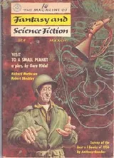 Cover of The Magazine of Fantasy and Science Fiction, March 1957; Featuring *Visit to a Small Planet*