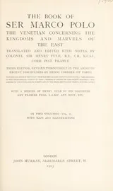 Cover of The book of Ser Marco Polo, the Venetian