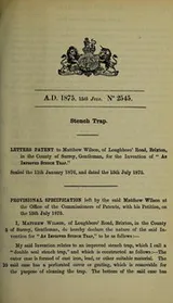 Cover of Specification of Matthew Wilson