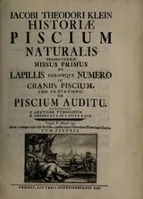 Cover of Jacobi Theodori Klein historiae piscium naturalis promovendae