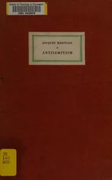 Cover of Antisemitism, by jacques maritain