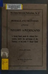 Cover of Morals and manners among Negro Americans