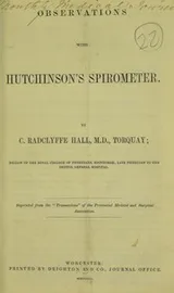 Cover of Observations with Hutchison's spirometer