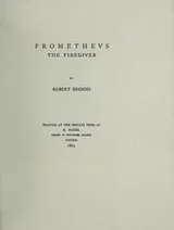 Cover of Prometheus the firegiver