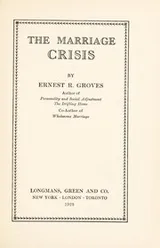 Cover of The marriage crisis