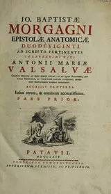 Cover of Epistolae anatomicae duodeviginti [numbered III-XX] ad scripta pertinentes celeberrimi viri Antonii Mariae Valsalvae ...