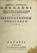 Cover of Joannis Baptistae Morgagni Nova institutionum medicarum idea