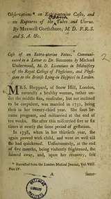 Cover of Case of an extra-uterine foetus. Communicated in a letter to Dr. Simmons