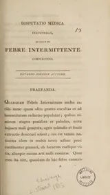 Cover of Dissertatio medica inauguralis, quaedam de febre intermittente complectens