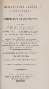 Cover of Dissertatio medica inauguralis, de febre intermittente ...