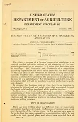 Cover of Business set-up of a cooperative marketing association