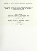 Cover of Development, validation and use of a computer-controlled system for the investigation of phase and amplitude shaded acoustic arrays