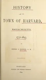 Cover of History of the town of Harvard, Massachusetts