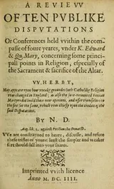 Cover of A review of ten publike disputations