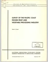 Cover of Survey of the Pacific Coast frozen fruit and vegetable processing industry