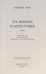Cover of Un roman d'aventures