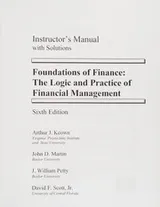 Cover of Instructor's manual with solutions, Foundations of finance