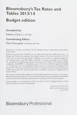Cover of Bloomsbury's tax rates and tables 2013/14