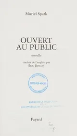 Cover of Ouvert au public