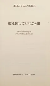 Cover of Soleil de plomb