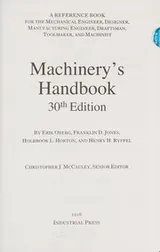 Cover of Machinery's Handbook, 30th Edition, Toolbox Edition
