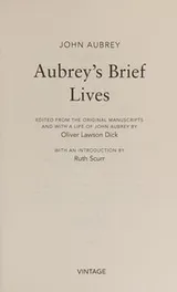 Cover of Aubrey's brief lives
