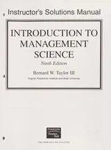 Cover of Instructor's solutions manual [for] Introduction to management science, ninth edition [by] Bernard W. Taylor III