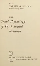 Cover of The social psychology of psychological research