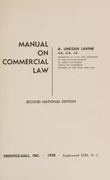 Cover of Manual on commercial law