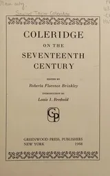 Cover of Coleridge on the seventeenth century