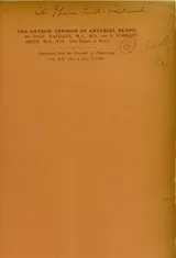 Cover of The oxygen tension of arterial blood