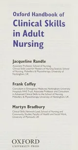 Cover of Oxford handbook of clinical skills in adult nursing