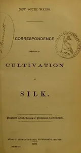 Cover of Correspondence relating to cultivation of silk