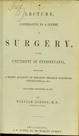 Cover of Lecture, correlative to a course, on surgery, in the University of Pennsylvania