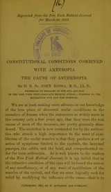 Cover of Constitutional conditions combined with ametropia, the cause of asthenopia
