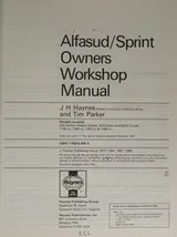 Cover of Alfa Romeo Alfasud/Sprint 1974-88 Owner's Workshop Manual