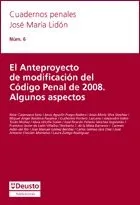 Cover of El Anteproyecto de modificación del Código Penal de 2008
