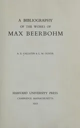 Cover of A bibliography of the works of Max Beerbohm
