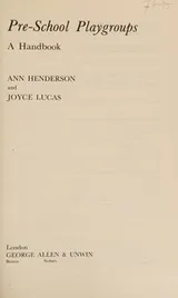 Cover of Pre-school playgroups