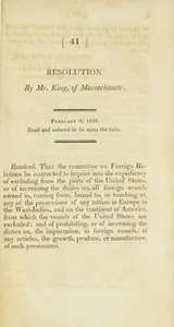 Cover of Resolution by Mr. King, of Massachusetts