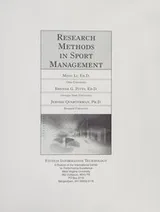 Cover of Research methods in sport management