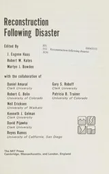 Cover of Reconstruction following disaster