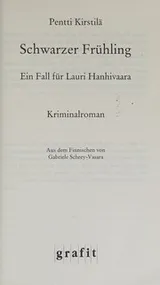 Cover of Schwarzer Frhling. Ein Fall fr Lauri Hanhivaara. Kriminalroman