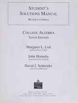 Cover of Student's Solutions Manual for College Algebra